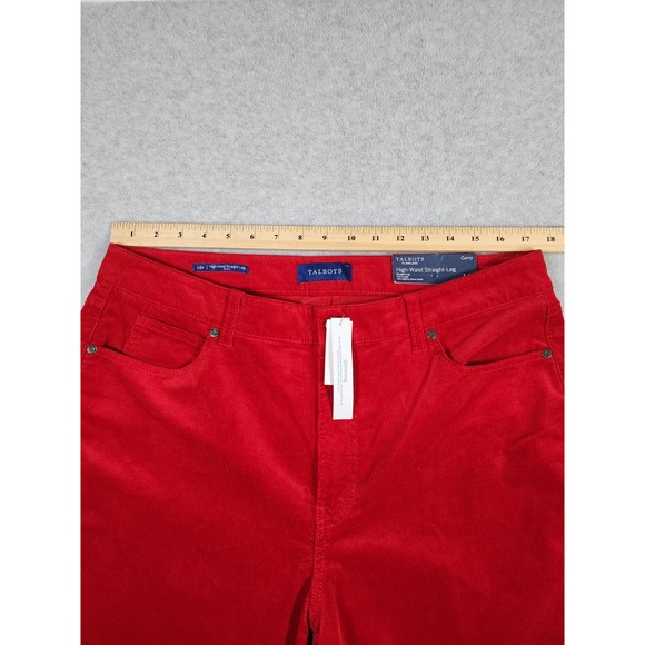 NWT Talbots Women's Red Corduroy High Waisted Straight Leg Pants Size 14P - Picture 14 of 15